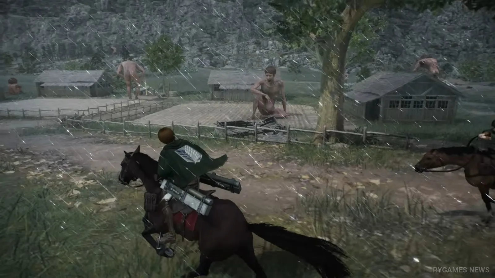 Cuplikan gameplay Attack on Titan 3 dengan ODM Gear dan pertarungan Titan - gambar 5