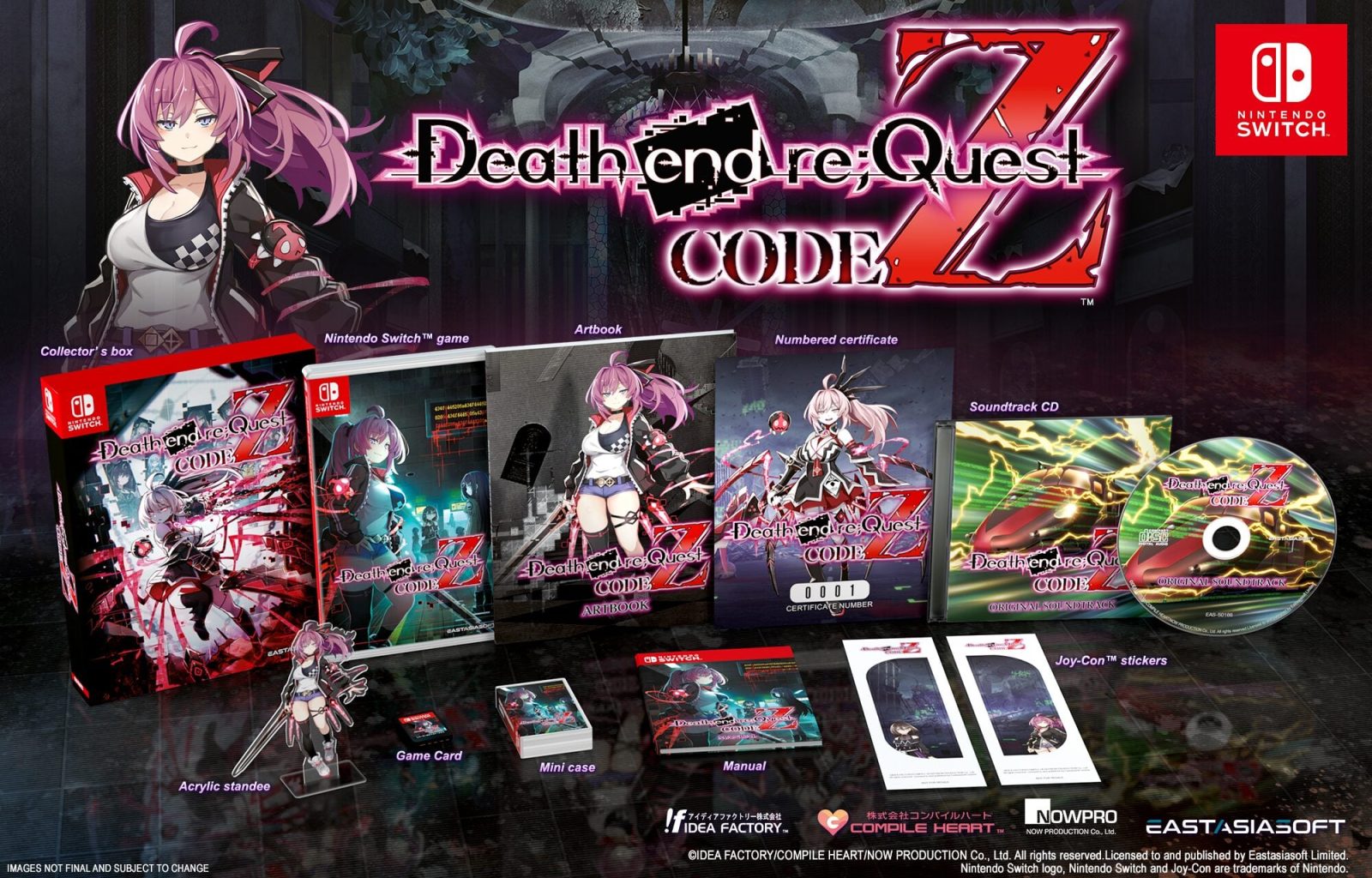 Visual resmi Death end re;Quest Code Z untuk pengumuman versi Nintendo Switch Asia