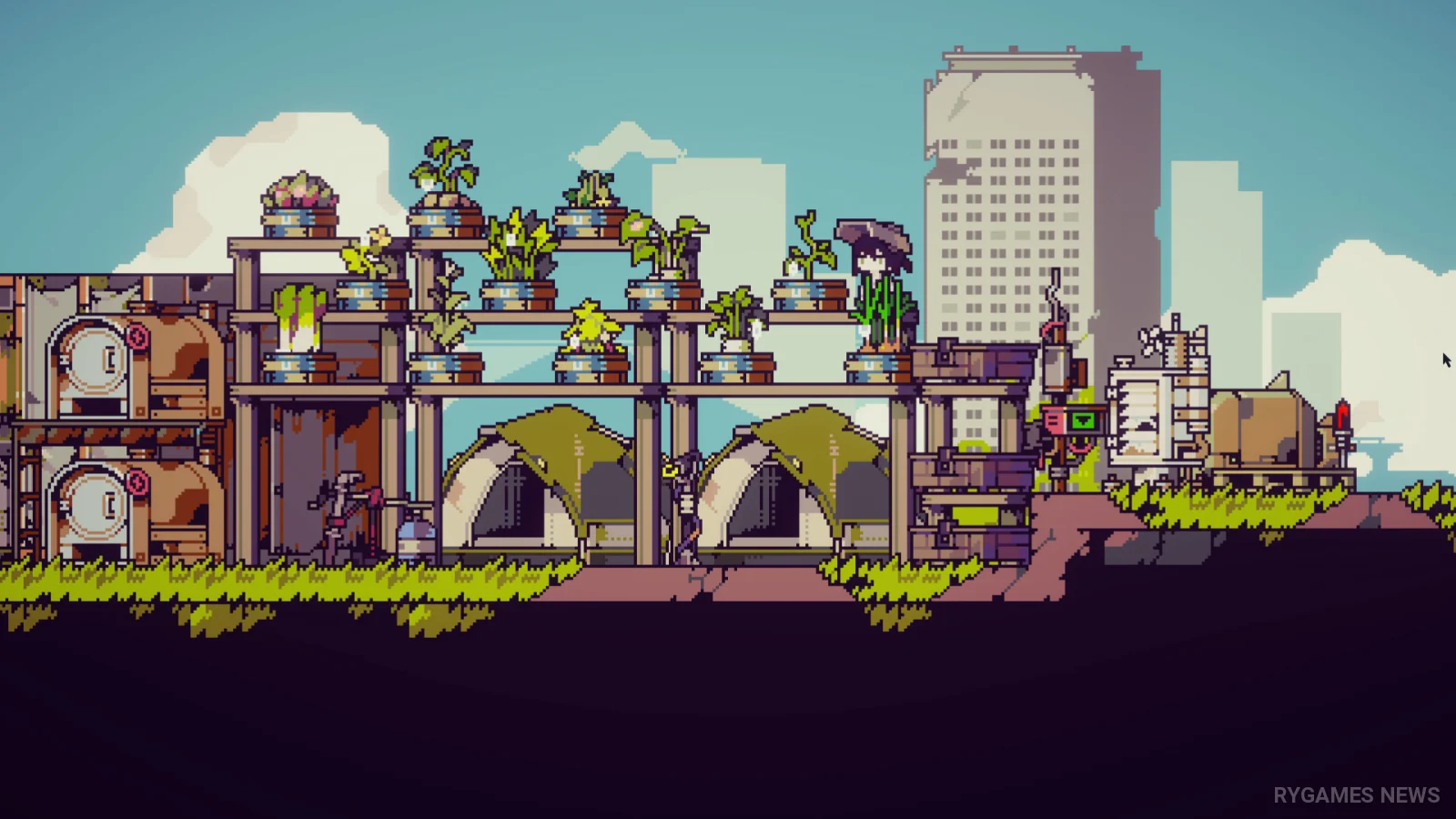 Screenshot Doloc Town memperlihatkan farming, crafting, eksplorasi reruntuhan, dan dunia post-apocalyptic - gambar 2
