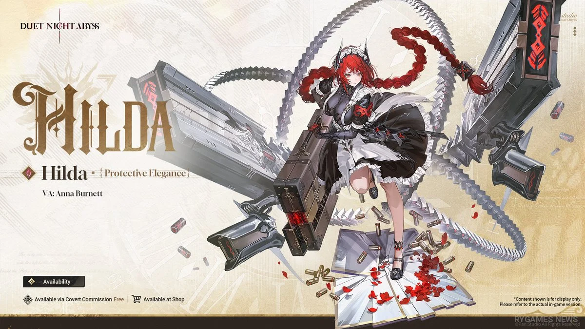 Visual karakter Hilda sebagai maid elegan Flora di Duet Night Abyss