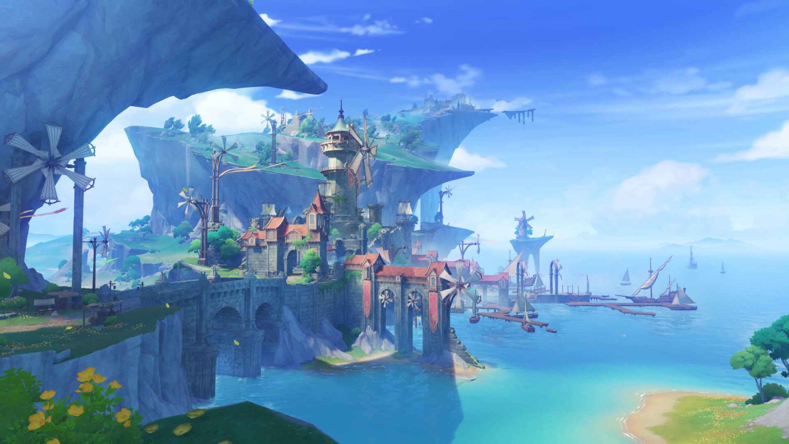 Visual area baru Mondstadt utara dan Temple of Space yang menjadi pusat eksplorasi di versi Luna VI