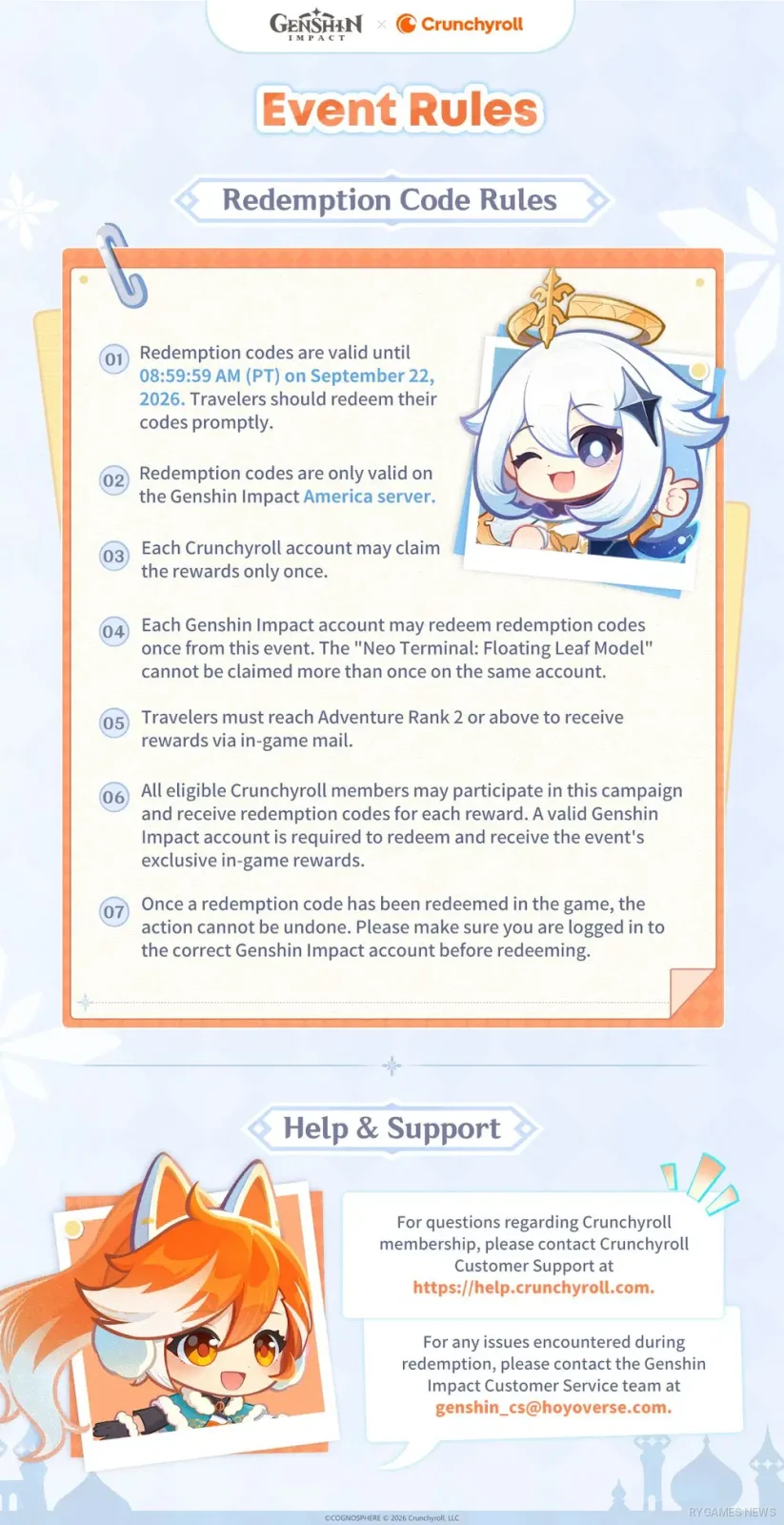 Pengumuman kolaborasi Genshin Impact x Crunchyroll yang hadir bersama Version 7.0 dan event Snezhnaya. - gambar 4