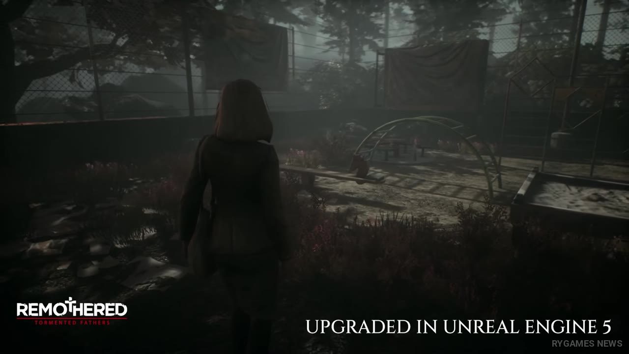 Screenshot Remothered: Broken Porcelain Remastered menampilkan Ashmann Inn, stealth horror, stalker, dan visual UE5 - gambar 2