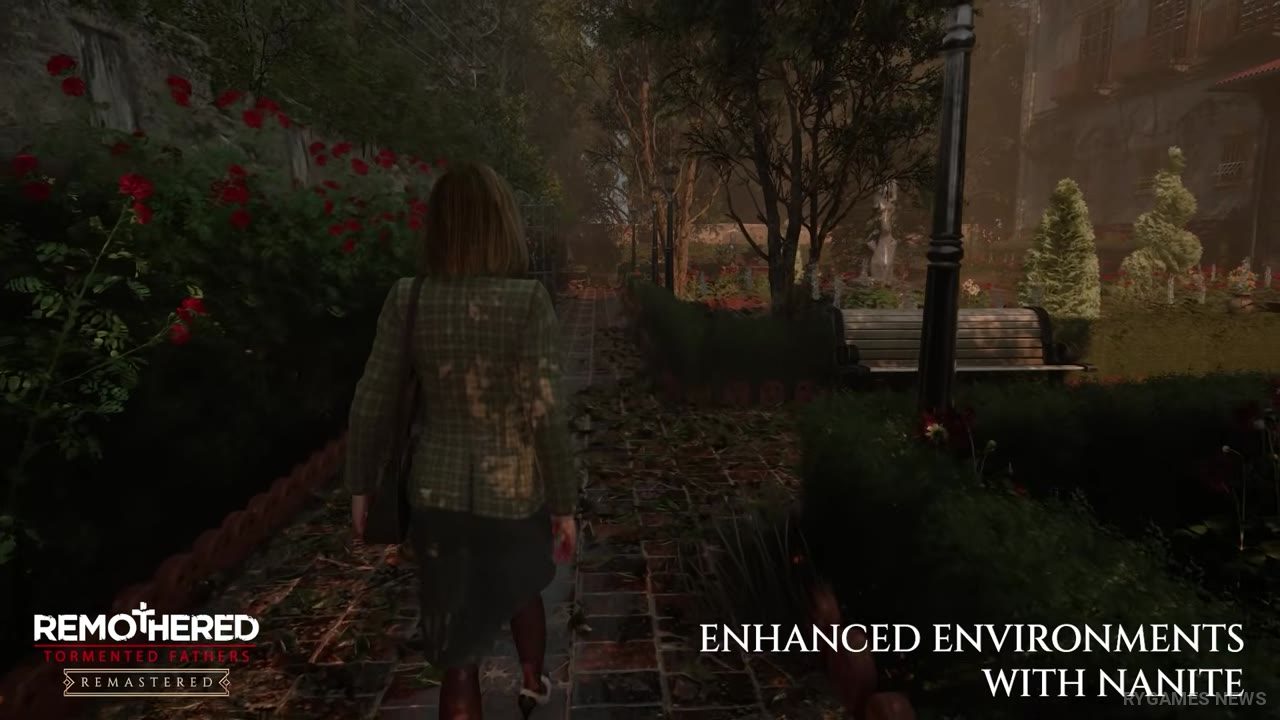Screenshot Remothered: Broken Porcelain Remastered menampilkan Ashmann Inn, stealth horror, stalker, dan visual UE5 - gambar 9