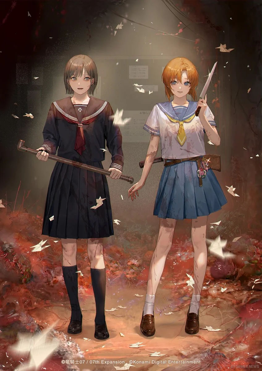 Hinako Shimizu dan Rena Ryugu dalam ilustrasi kera