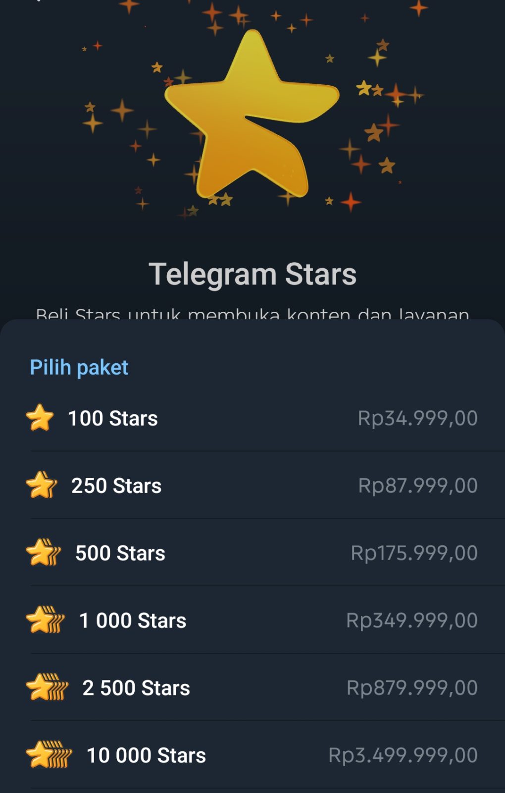 Harga Telegram Stars Di Aplikasinya